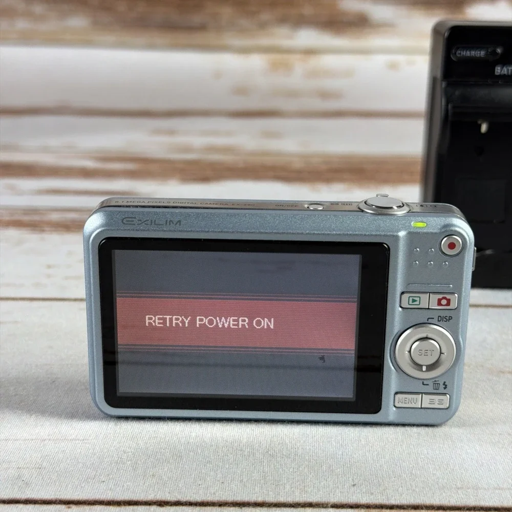 Casio Exilim EX-Z150 8.1MP Digital Camera Blue Parts Repair Lens Error + Charger